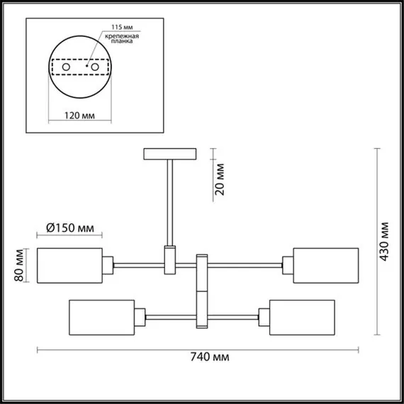 LUMION 3742/4C MODERNI LN19 124 хром Люстра потолочная E14 4*60W 220V ASHLEY, изображение 2