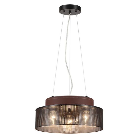 LUMION 6598/3C MODERNI LN25 156 черный/черный. коричневый металл, эко кожа/металл, стекло Подвесной светильник Е27 3*60W 220V BASALTO, изображение 5