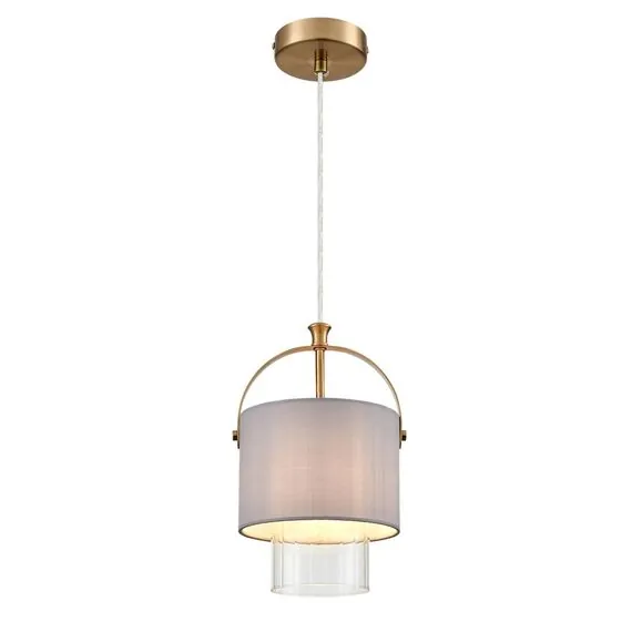 LUMION 6592/1 MODERNI LN25 323 латунь/серый, металл/текстиль, стекло Подвес E14 1*40W 220V JANE, изображение 5