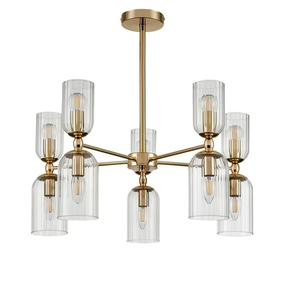 LUMION 6586/10 MODERNI LN25 89 золото/прозрачный, металл/стекло Люстра подвесная E14 10*40W 220V KASSIA