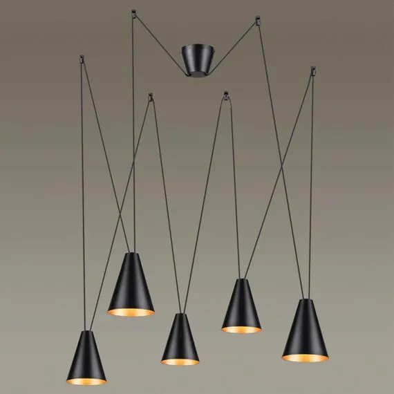 LUMION 5226/5 LOFTI LN22 000 черный, матовое золото Светильник подвесной E27 5*40W 220V BROOKS, изображение 3
