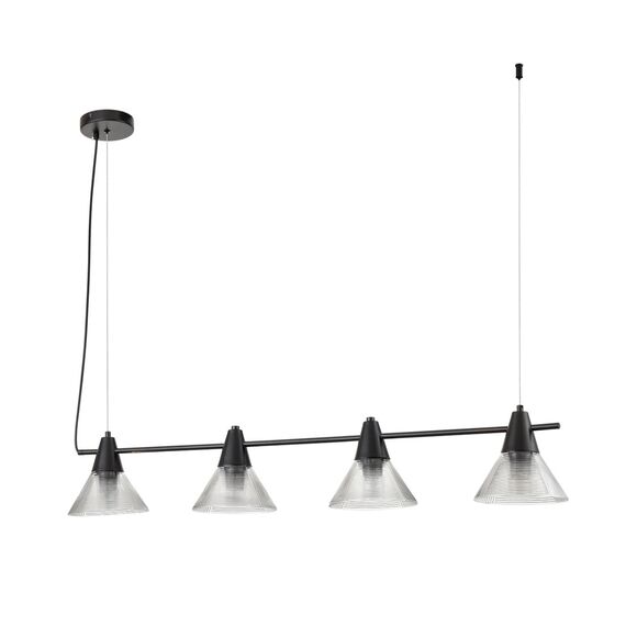 LUMION 6595/4A MODERNI LN25 183 черный/прозрачный, металл/стекло Подвес E27 4*60W 220V CORNE