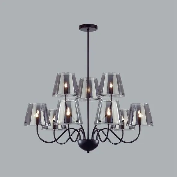 LUMION 6570/9C MODERNI LN25 103 черный/дымчатый/металл/стекло Люстра потолочная G9 9*20W 220V SMOKY, изображение 4