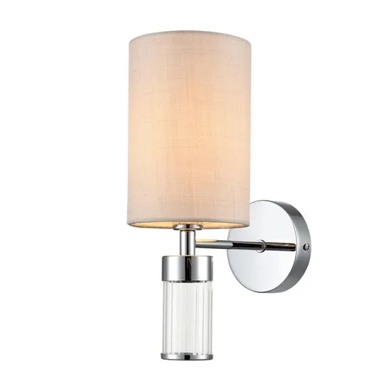 LUMION 6585/1W MODERNI LN25 56 хром/бежевый, металл/текстиль, стекло Бра E14 1*40W 220V ARNIKA, изображение 4