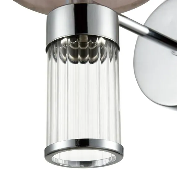LUMION 6585/1W MODERNI LN25 56 хром/бежевый, металл/текстиль, стекло Бра E14 1*40W 220V ARNIKA, изображение 6