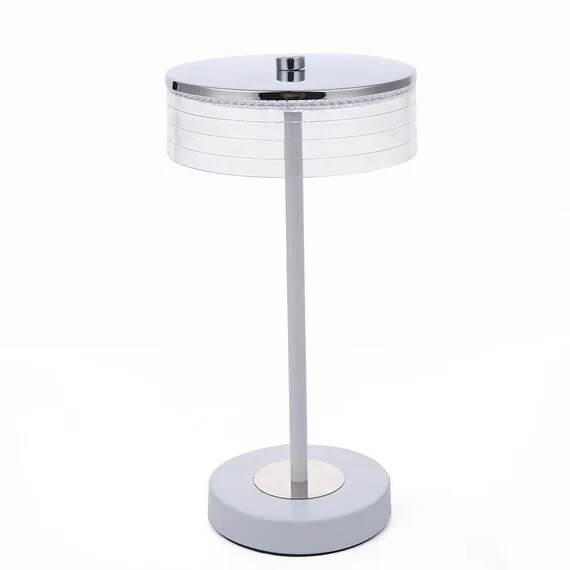LUMION 8252/1TL LEDIO LN25 393 серебро/белый/прозрачный, металл/акрил Настольная лампа LED 7W 400К 220V SATIANA