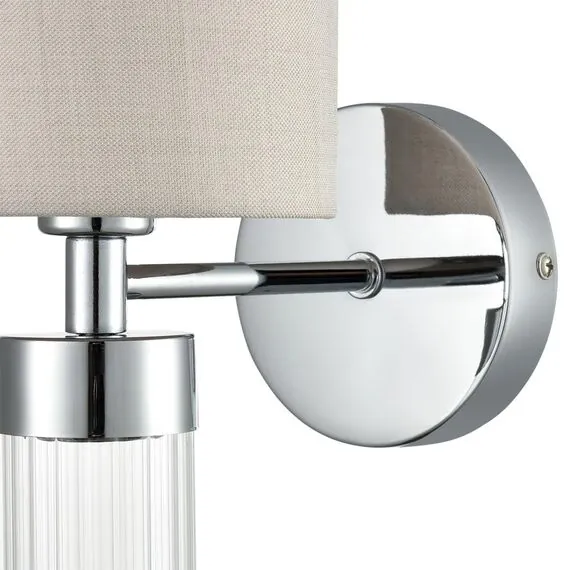 LUMION 6585/1W MODERNI LN25 56 хром/бежевый, металл/текстиль, стекло Бра E14 1*40W 220V ARNIKA, изображение 7