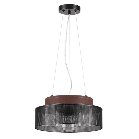 LUMION 6598/3C MODERNI LN25 156 черный/черный. коричневый металл, эко кожа/металл, стекло Подвесной светильник Е27 3*60W 220V BASALTO
