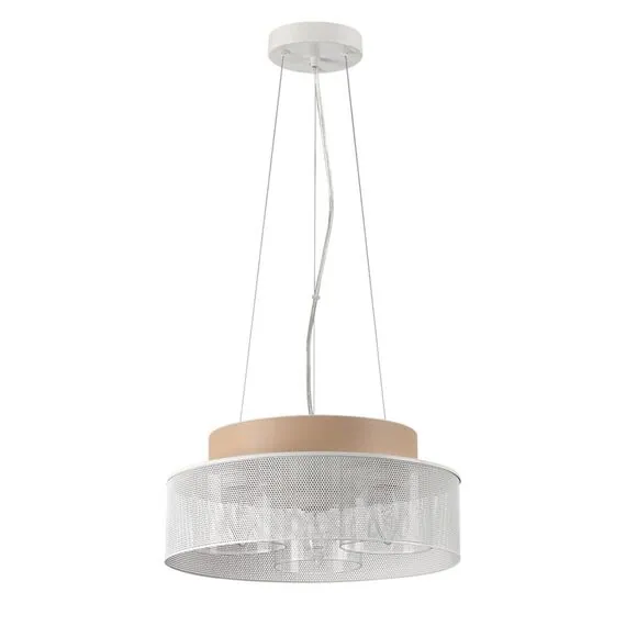 LUMION 6599/3C MODERNI LN25 156 белый/белый, бежевый металл, эко кожа/металл, стекло Подвесной светильник Е27 3*60W 220V BASALTO