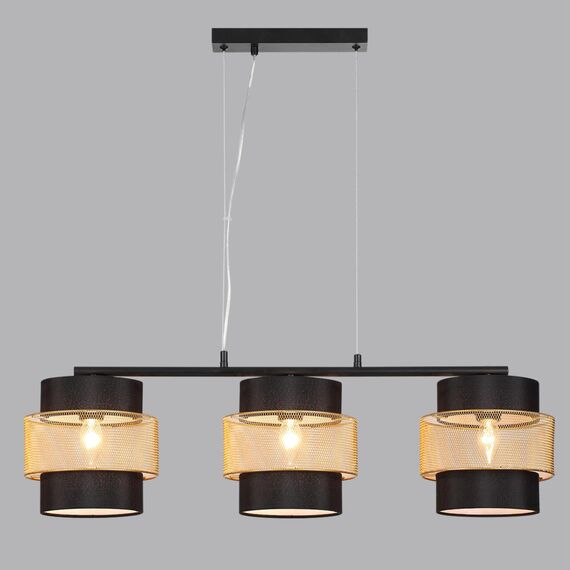 LUMION 8003/3A MODERNI LN25 161 черный/черный, золотой металл/металл, текстиль Подвес Е27 3*60W 220V ANIMAISA, изображение 3