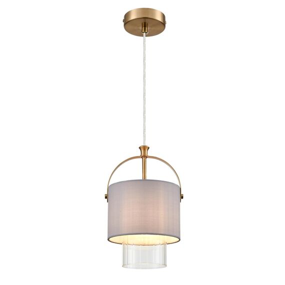LUMION 6592/1 MODERNI LN25 323 латунь/серый, металл/текстиль, стекло Подвес E14 1*40W 220V JANE, изображение 5