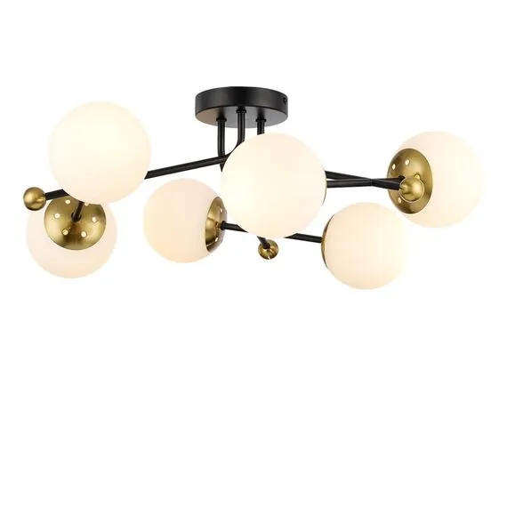 LUMION 6581/6C MODERNI LN25 108 черный, золотой/белый металл  /стекло Люстра потолочная E14 6*40W 220V MELODY, изображение 4