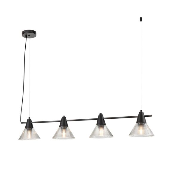 LUMION 6595/4A MODERNI LN25 183 черный/прозрачный, металл/стекло Подвес E27 4*60W 220V CORNE, изображение 5