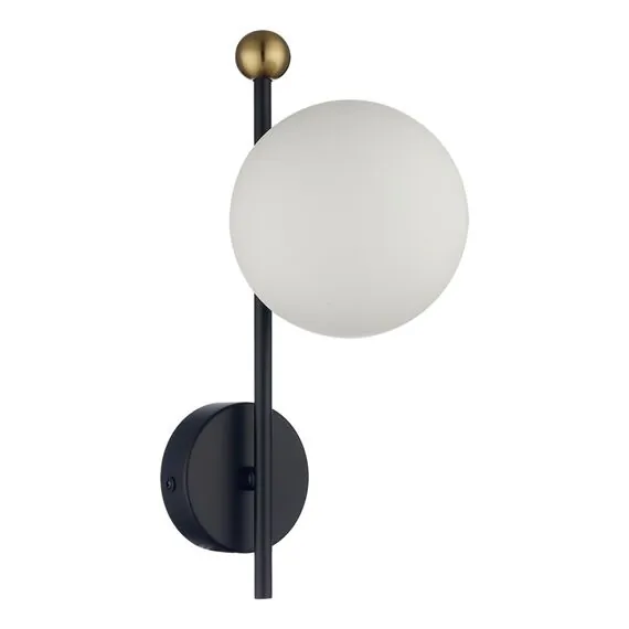 LUMION 6581/1W MODERNI LN25 108 черный, золотой/белый металл  /стекло Настенный светильник E14 1*40W 220V MELODY