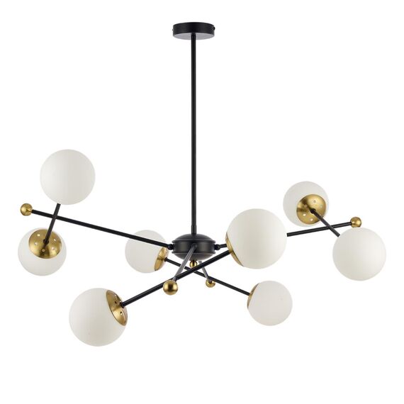 LUMION 6581/8 MODERNI LN25 108 черный, золотой/белый металл  /стекло Люстра потолочная E14 8*40W 220V MELODY