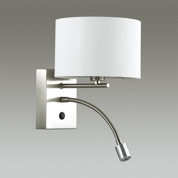 LUMION 3745/1A MODERNI LN19 127 никель/белый, металл/текстиль Бра E14 40W+LED 3W 4000K 220V NIKKI, изображение 4