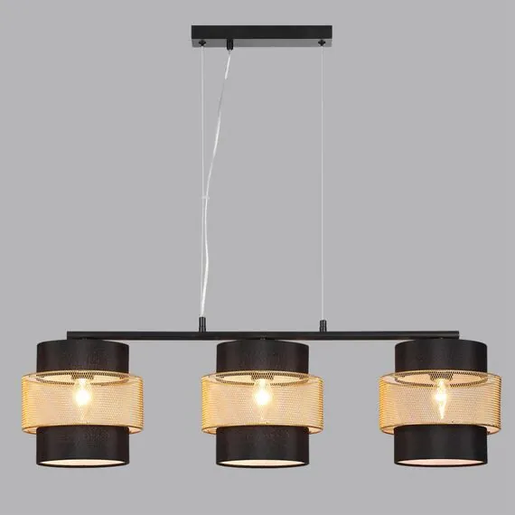 LUMION 8003/3A MODERNI LN25 161 черный/черный, золотой металл/металл, текстиль Подвес Е27 3*60W 220V ANIMAISA, изображение 3