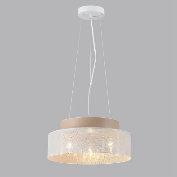 LUMION 6599/3C MODERNI LN25 156 белый/белый, бежевый металл, эко кожа/металл, стекло Подвесной светильник Е27 3*60W 220V BASALTO, изображение 4