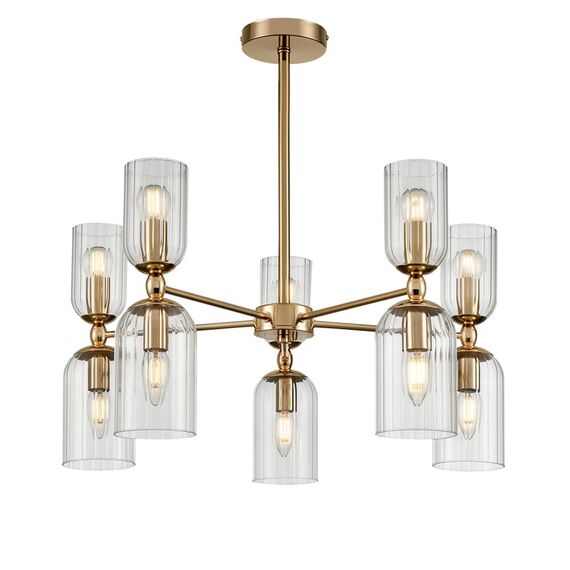 LUMION 6586/10 MODERNI LN25 89 золото/прозрачный, металл/стекло Люстра подвесная E14 10*40W 220V KASSIA, изображение 5