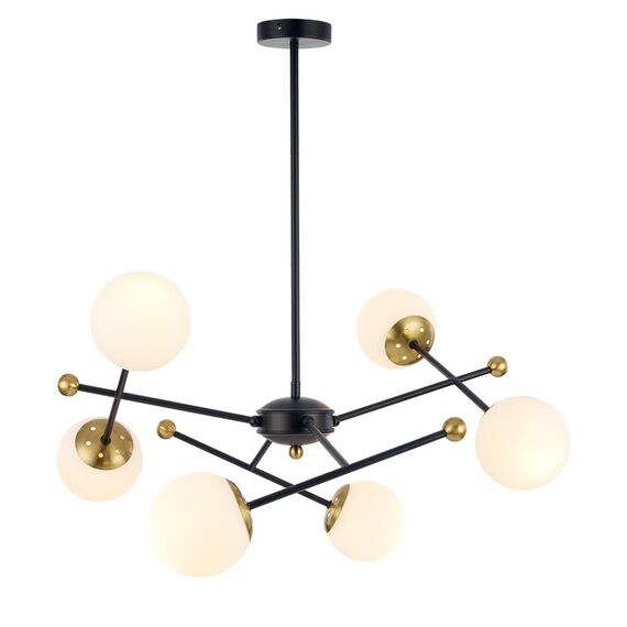 LUMION 6581/6 MODERNI LN25 108 черный, золотой/белый металл  /стекло Люстра потолочная E14 6*40W 220V MELODY, изображение 4