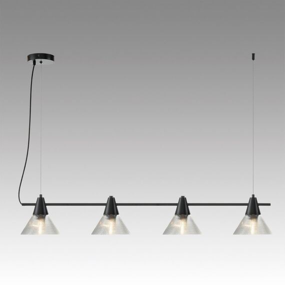 LUMION 6595/4A MODERNI LN25 183 черный/прозрачный, металл/стекло Подвес E27 4*60W 220V CORNE, изображение 4