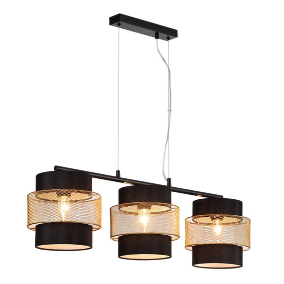 LUMION 8003/3A MODERNI LN25 161 черный/черный, золотой металл/металл, текстиль Подвес Е27 3*60W 220V ANIMAISA, изображение 4