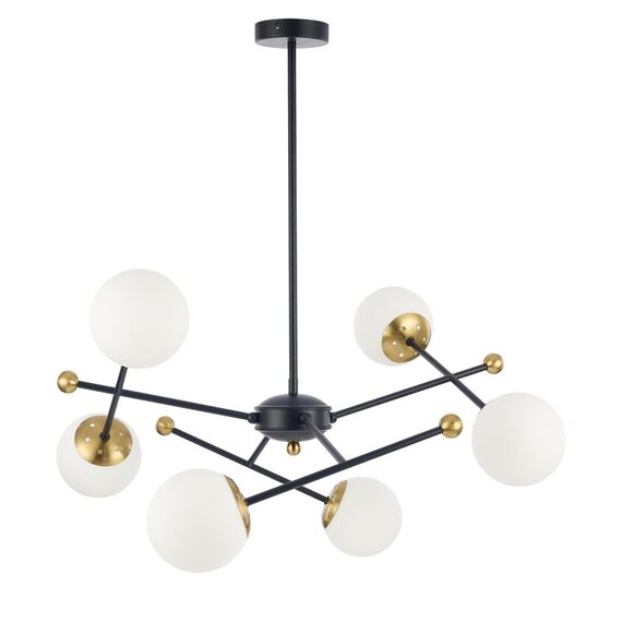 LUMION 6581/6 MODERNI LN25 108 черный, золотой/белый металл  /стекло Люстра потолочная E14 6*40W 220V MELODY