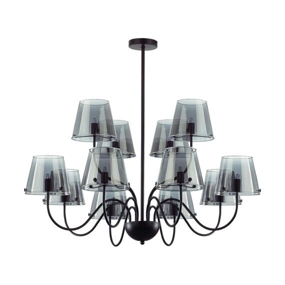 LUMION 6570/12C MODERNI LN25 104 черный/дымчатый/металл/стекло Люстра потолочная G9 12*20W 220V SMOKY