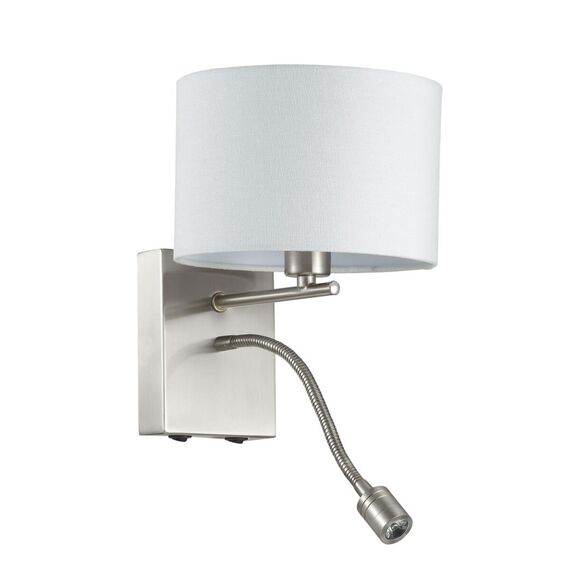 LUMION 3745/1A MODERNI LN19 127 никель/белый, металл/текстиль Бра E14 40W+LED 3W 4000K 220V NIKKI