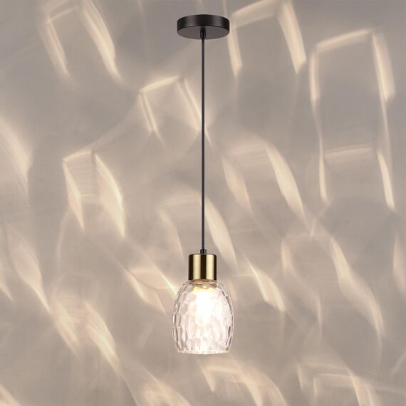 LUMION 6562/1A MODERNI LN25 140 черный, золотой/прозрачный/металл/стекло Подвес E27 1*40W 220V ICE, изображение 3