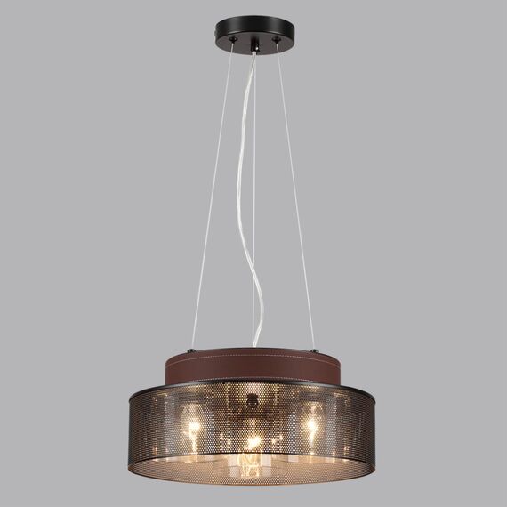 LUMION 6598/3C MODERNI LN25 156 черный/черный. коричневый металл, эко кожа/металл, стекло Подвесной светильник Е27 3*60W 220V BASALTO, изображение 4