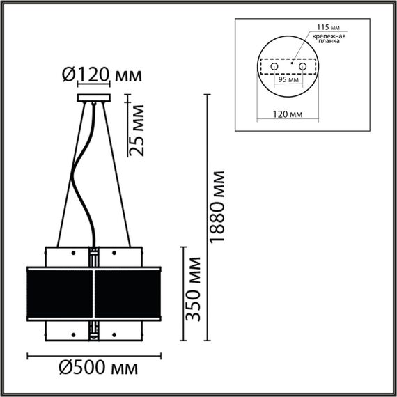LUMION 8007/6 MODERNI LN25 251 черный/черный, золотой металл/металл, стекло Люстра подвесная Е14 6*40W 220V Zarina, изображение 2