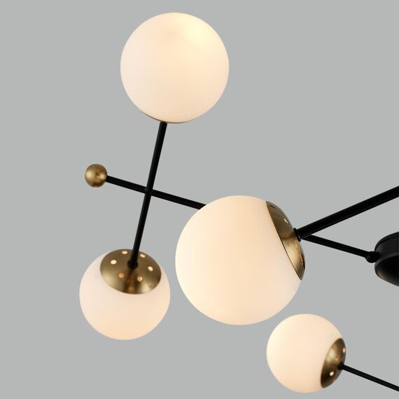 LUMION 6581/8 MODERNI LN25 108 черный, золотой/белый металл  /стекло Люстра потолочная E14 8*40W 220V MELODY, изображение 5