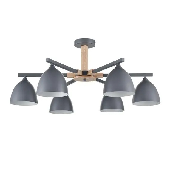 LUMION 8096/6C MODERNI LN25 267 серый/серый металл, дерево/металл Люстра потолочная Е27 6*60W 220V COLANGE