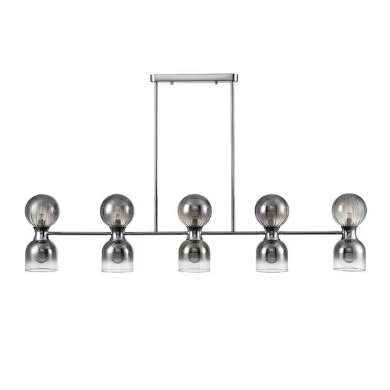 LUMION 8114/10 MODERNI LN25 142 хром/дымчатый, металл/стекло Подвесной светильник G9 5*30W + E14 5*40W 220V TAUNA