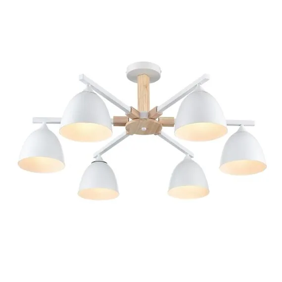 LUMION 8095/6C MODERNI LN25 268 белый/белый металл, дерево/металл Люстра потолочная Е27 6*60W 220V COLANGE, изображение 7