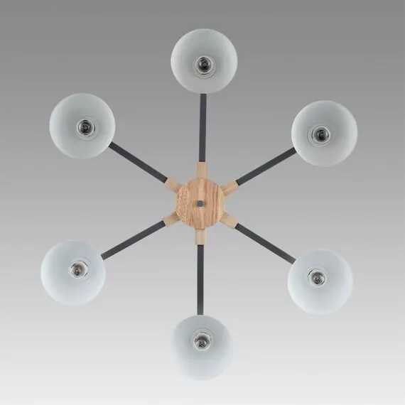 LUMION 8096/6C MODERNI LN25 267 серый/серый металл, дерево/металл Люстра потолочная Е27 6*60W 220V COLANGE, изображение 5