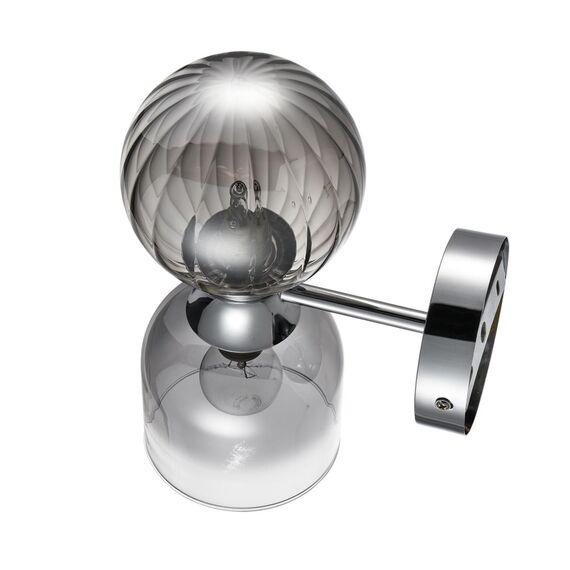 LUMION 8114/2W MODERNI LN25 142 хром/дымчатый, металл/стекло Бра G9 30W + E14 40W 220V TAUNA, изображение 3