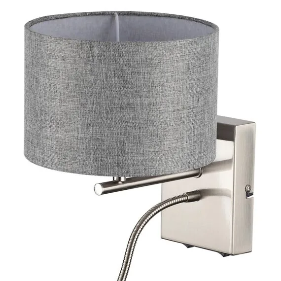 LUMION 8251/2W MODERNI LN25 000  никель/серый, металл/текстиль бра Е14 40W + LED 3W 4000K 220V NIKKI, изображение 4