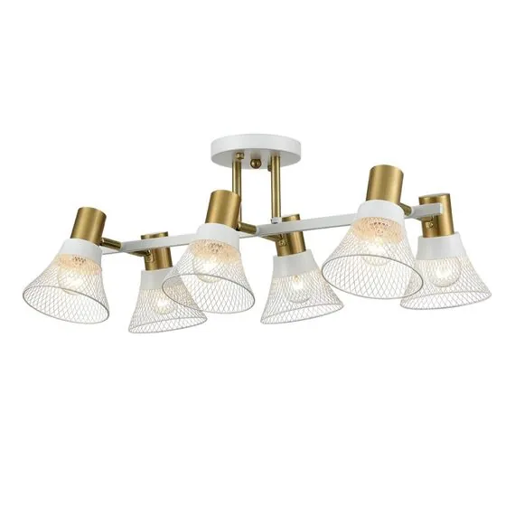 LUMION 8045/6C MODERNI LN25 186 белый, латунь/белый металл/металл Люстра потолочная Е14 6*40W 220V ANRIYA, изображение 4