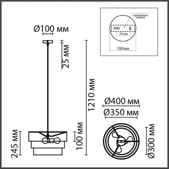 LUMION 8039/3 MODERNI LN25 133 никель/мятный/серый/белый, металл/текстиль Подвесной светильник Е27 3*60W 220V ILAIDA, изображение 2