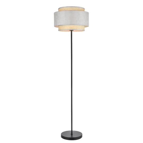LUMION 8043/1F MODERNI LN25 266 черный/серый/бежевый, металл/текстиль/ротанг Торшер Е27 1*60W 220V LAUNA, изображение 6