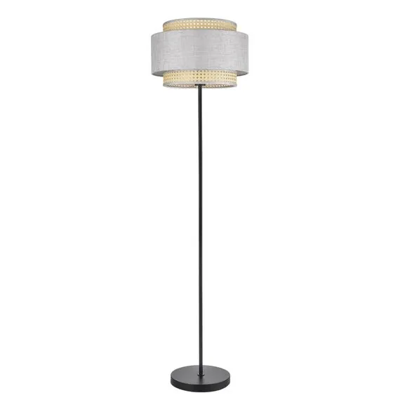LUMION 8043/1F MODERNI LN25 266 черный/серый/бежевый, металл/текстиль/ротанг Торшер Е27 1*60W 220V LAUNA