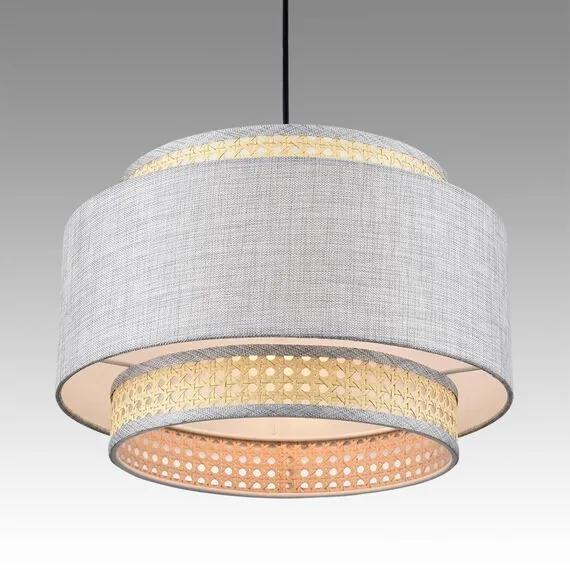 LUMION 8043/1 MODERNI LN25 266 черный/серый/бежевый, металл/текстиль/ротанг Подвесной светильник Е27 1*60W 220V LAUNA, изображение 6