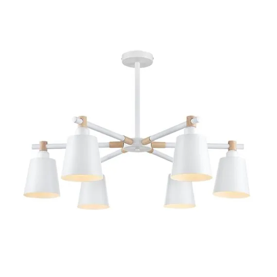 LUMION 8097/6C MODERNI LN25 269 белый/белый металл, дерево/металл Люстра потолочная Е27 6*60W 220V ROSALINA, изображение 7