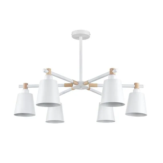 LUMION 8097/6C MODERNI LN25 269 белый/белый металл, дерево/металл Люстра потолочная Е27 6*60W 220V ROSALINA