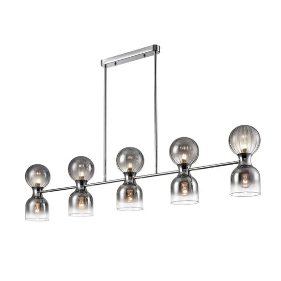 LUMION 8114/10 MODERNI LN25 142 хром/дымчатый, металл/стекло Подвесной светильник G9 5*30W + E14 5*40W 220V TAUNA, изображение 5