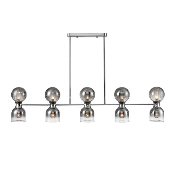 LUMION 8114/10 MODERNI LN25 142 хром/дымчатый, металл/стекло Подвесной светильник G9 5*30W + E14 5*40W 220V TAUNA, изображение 4