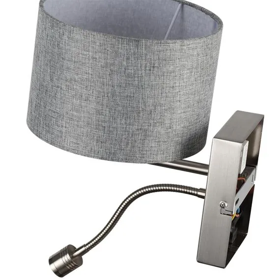 LUMION 8251/2W MODERNI LN25 000  никель/серый, металл/текстиль бра Е14 40W + LED 3W 4000K 220V NIKKI, изображение 3