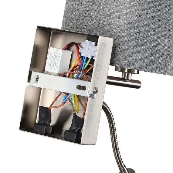 LUMION 8251/2W MODERNI LN25 000  никель/серый, металл/текстиль бра Е14 40W + LED 3W 4000K 220V NIKKI, изображение 8